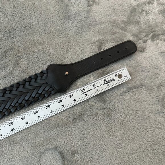 Gap Black Thick Wide Leather Woven Braided Belt Women's MEDIUM - Picture 6 of 6